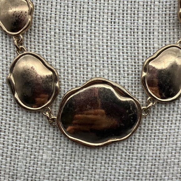 Organic Shaped Gold Necklace As Is Graduated Adjustable Chain Link Lobster Claw - Picture 5 of 11